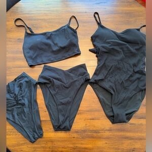 Aerie black ribbed swim bundle size S